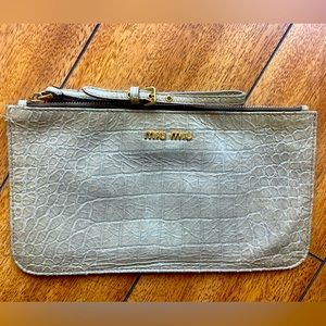 Miu Miu crocodile embossed leather wrist clutch